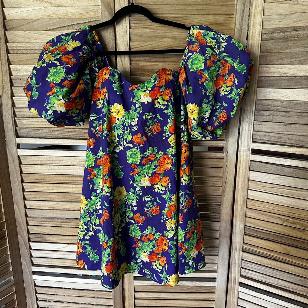 CAROLINE CONSTAS Minivestido Palmer in Navy Summer Floral size XS - Picture 4 of 8